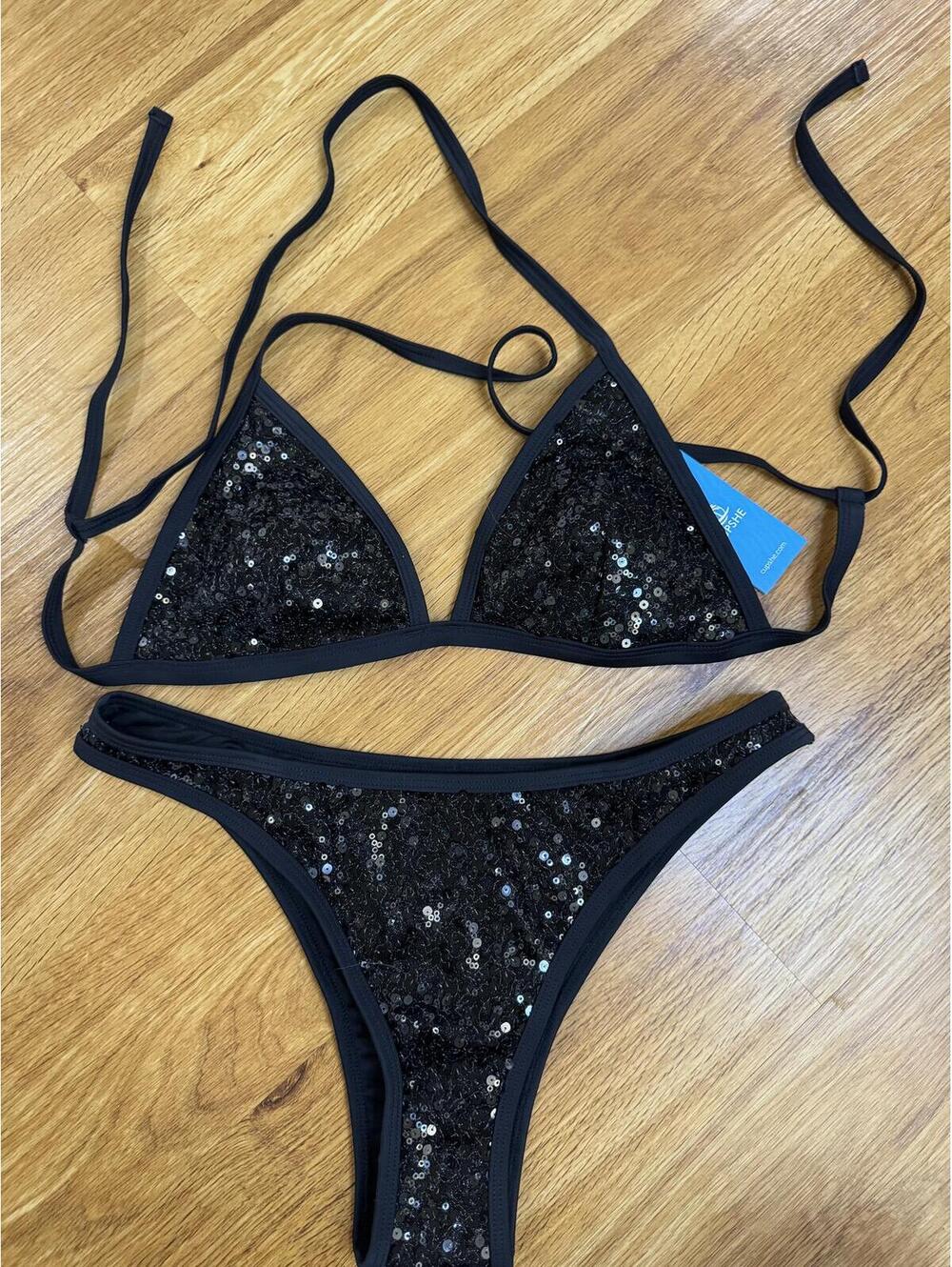 Cupshe- Small Black Sequin Swimsuit/Bikini